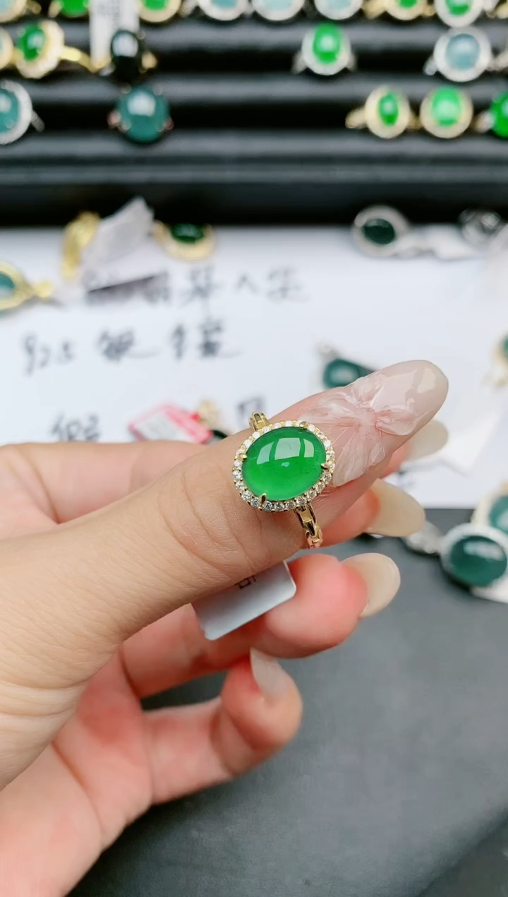翡翠戒指银S925镶嵌11111