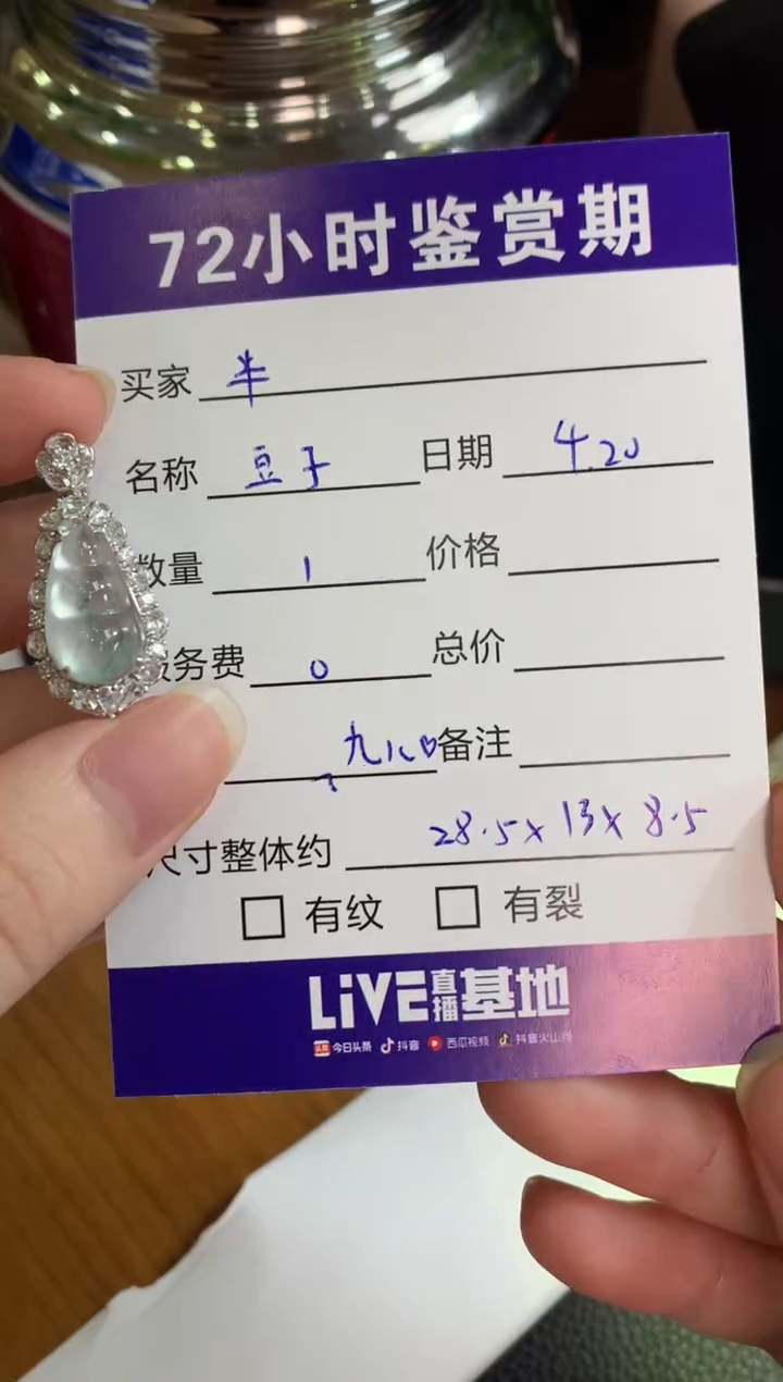 翡翠18K金镶嵌颈饰豆子