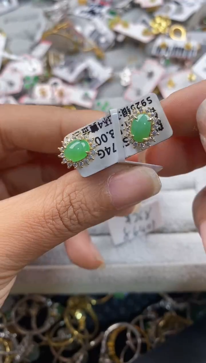 银S925镶嵌戒指翡翠1010----1