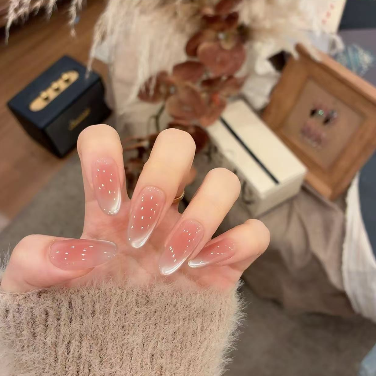 茉哉W【白山茶】纯手工定制美甲拆卸穿戴甲A5291