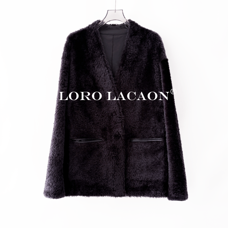 以赛亚 星河逐梦 冬季南非小拉贡两面穿气质羊皮毛一体外套 25153