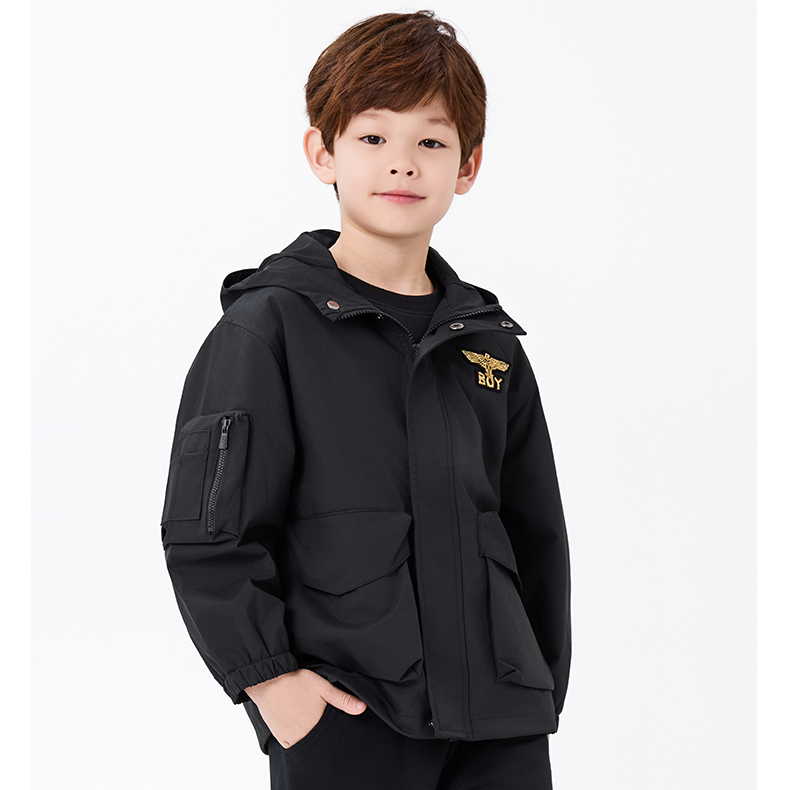 【锋衣鹰驰】BOY JUNIOR儿童潮牌外套经典鹰标帅气时尚连帽上衣
