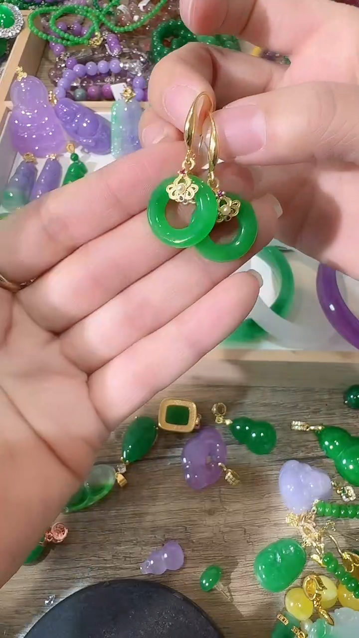 颈饰合金石英质玉甜甜圈耳坠