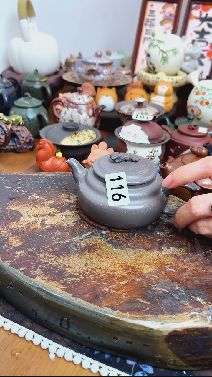 【 茶瓷物语】手工青灰段泥茶壶116