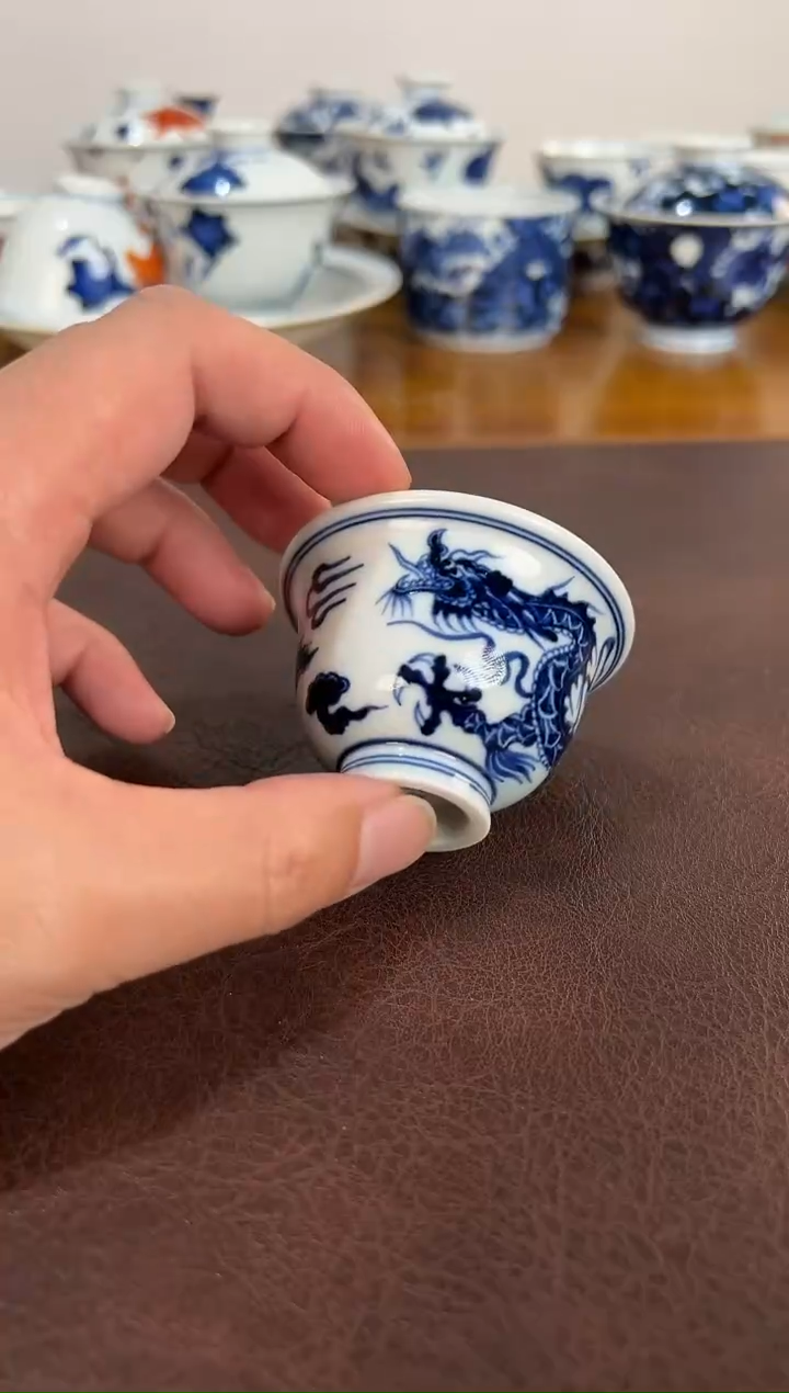 悟**明照夜白青花铠甲龙迷你压手