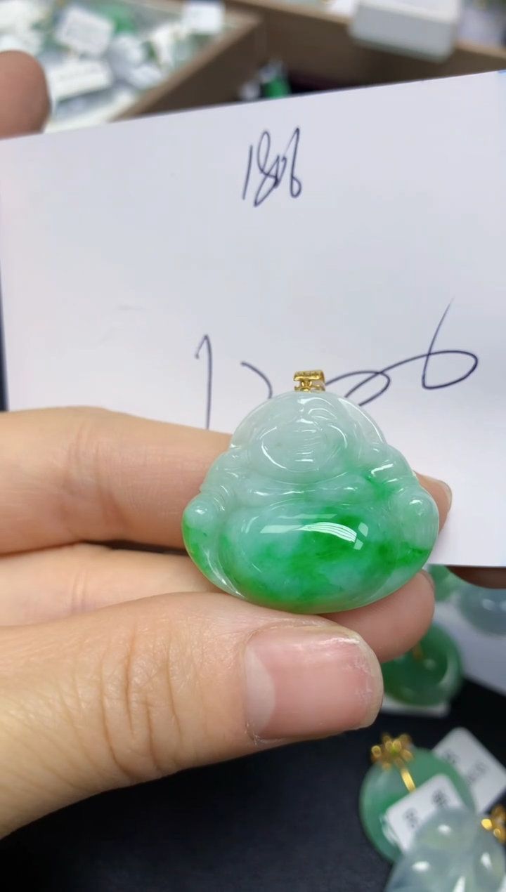 【闪购商品】翡翠18K金镶嵌挂件天然翡翠A货