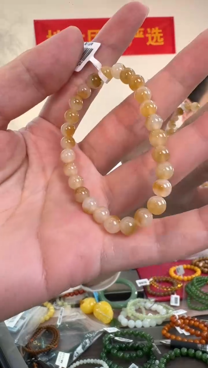 未镶嵌手链和田玉和田玉糖白圆珠单圈手串