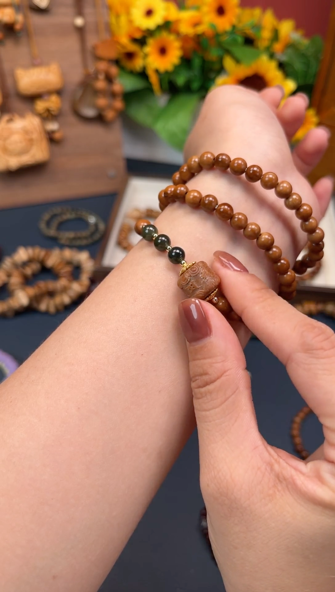 非洲檀香手串/手链库克6mm三圈款+六字真言