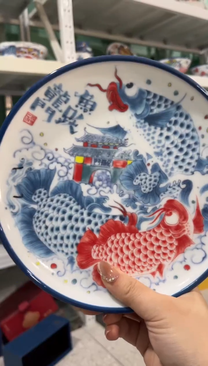 昨明8英寸蓝边餐盘（微瑕价格）