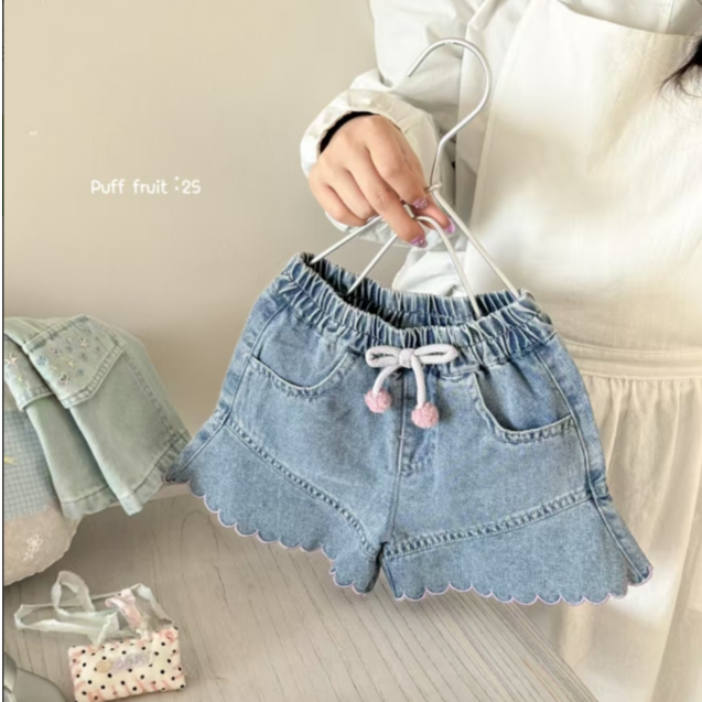 PF-8025-儿童夏季新款时尚洋气百搭休闲韩系牛仔拼接短裤