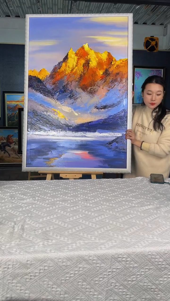 【闪购商品】油画50号 70*100 日照金山-手绘油画