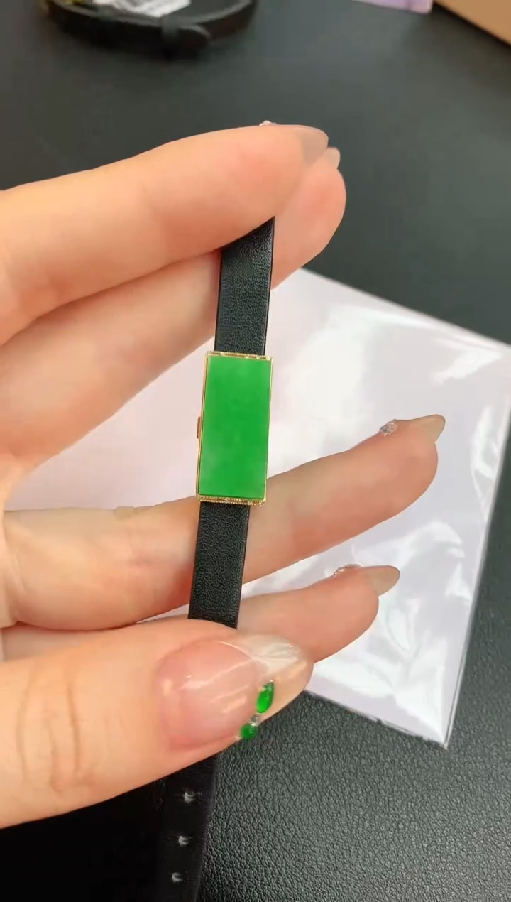 【闪购商品】翡翠手链18K金镶嵌赠礼盒证书 珍珍