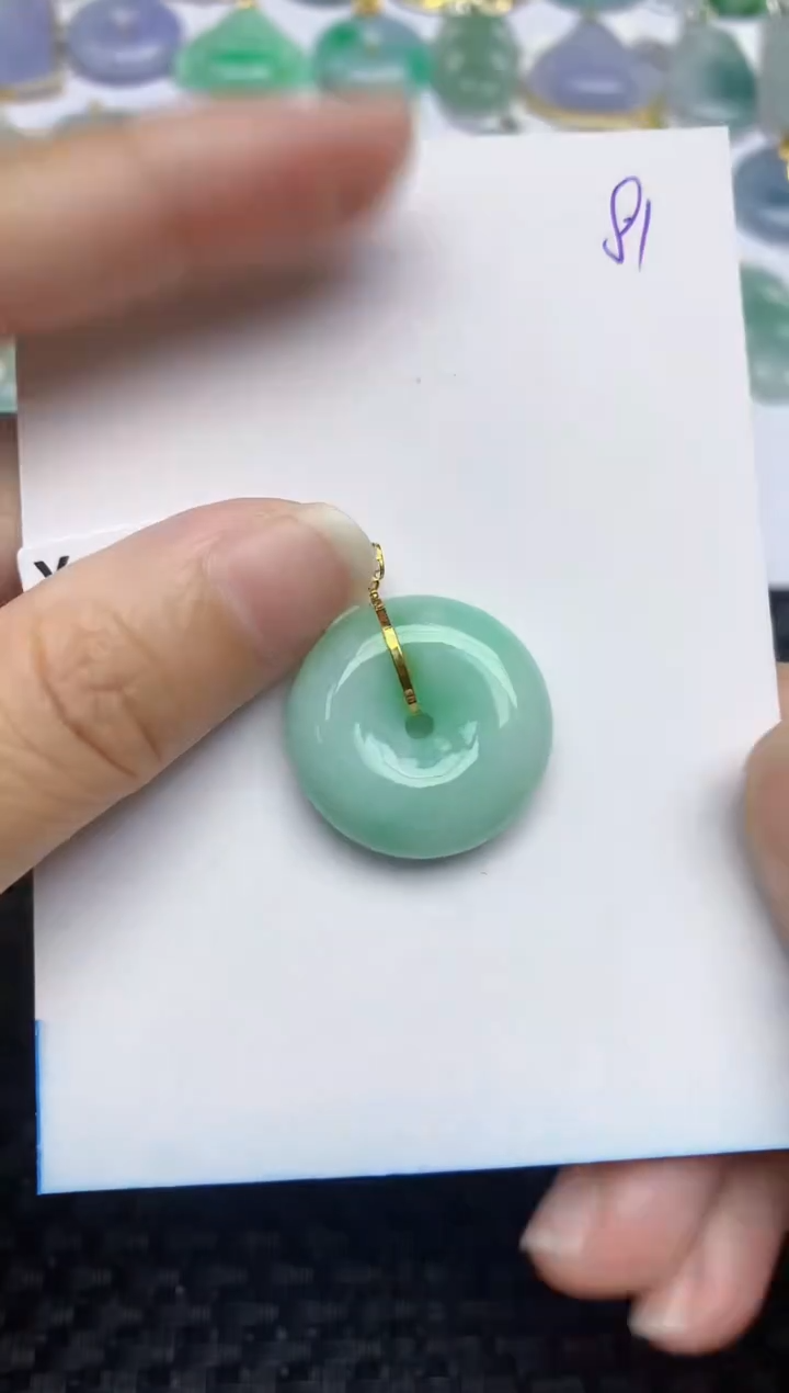 翡翠18K金镶嵌颈饰天然A货翡翠 81