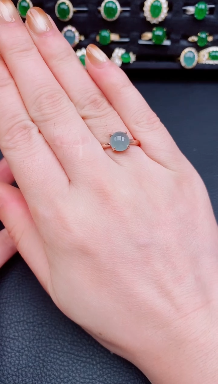 【闪购商品】翡翠戒指银S925镶嵌天然a货翡翠10