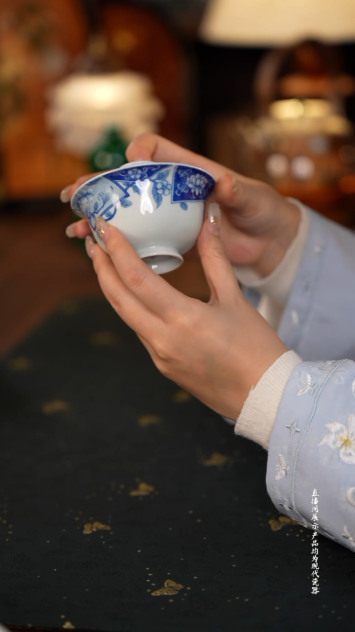 青樵轩蓝印花布盖碗