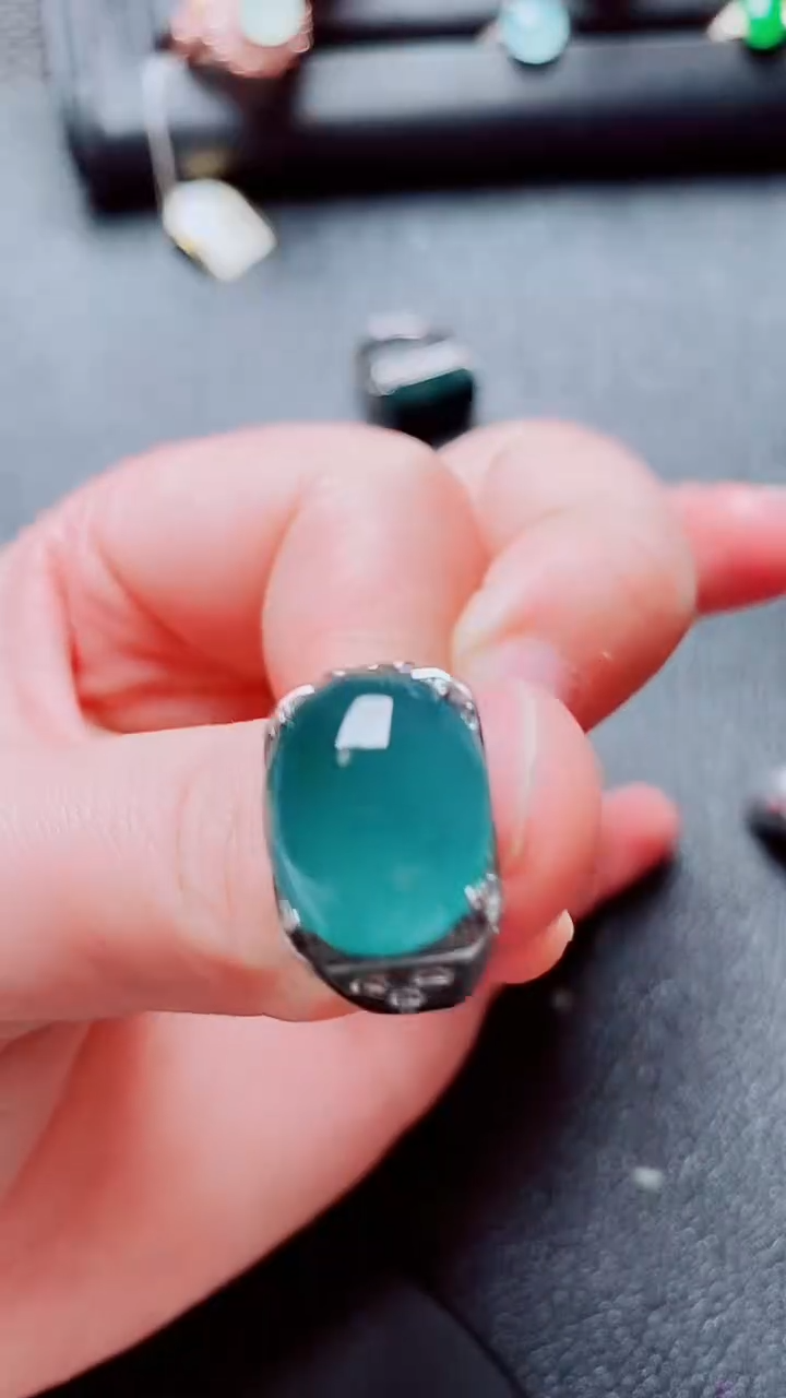 银S925镶嵌戒指翡翠111