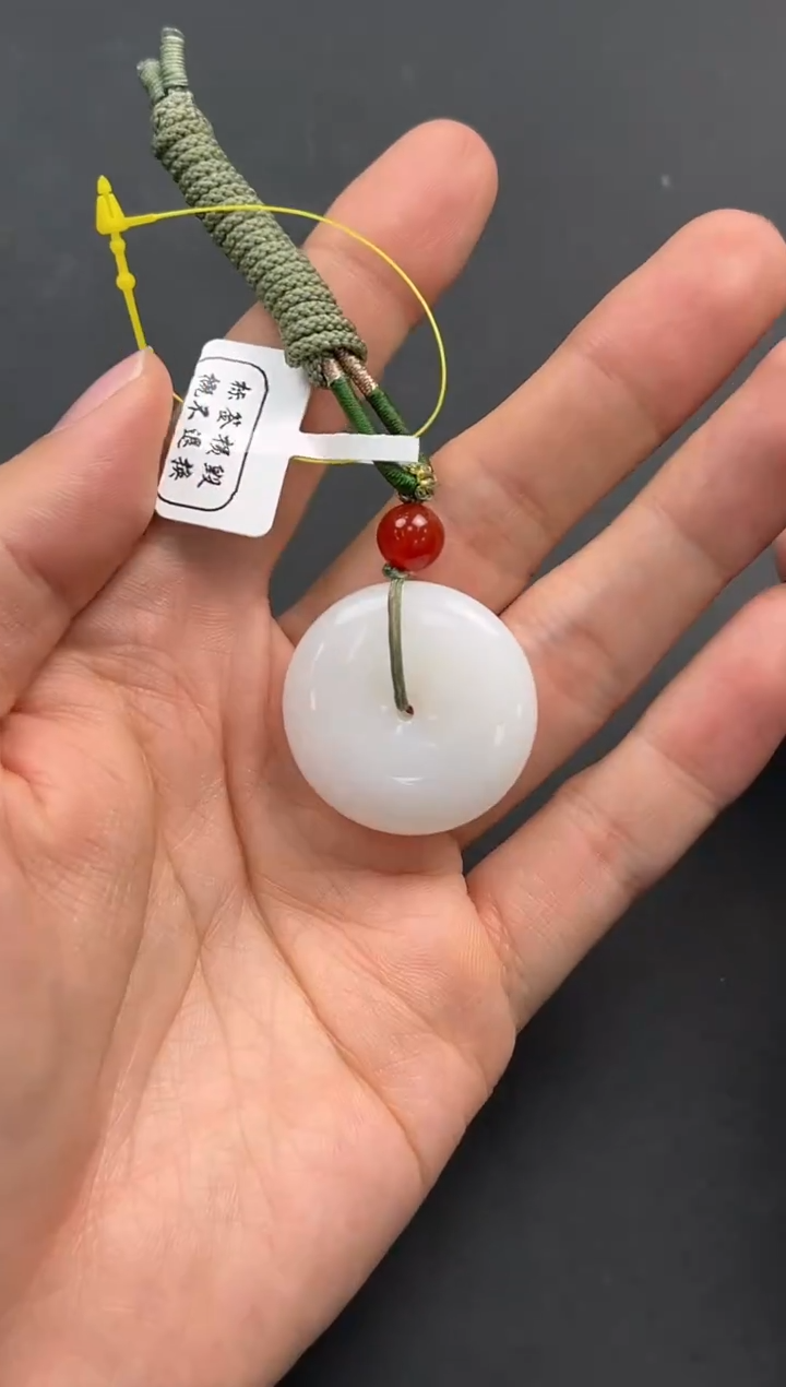 未镶嵌手串和田玉且末天泰白玉平安扣微色差