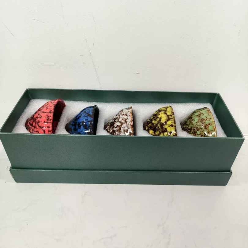 高档中式五行窑变杯复古杯陶瓷杯套装 DJ