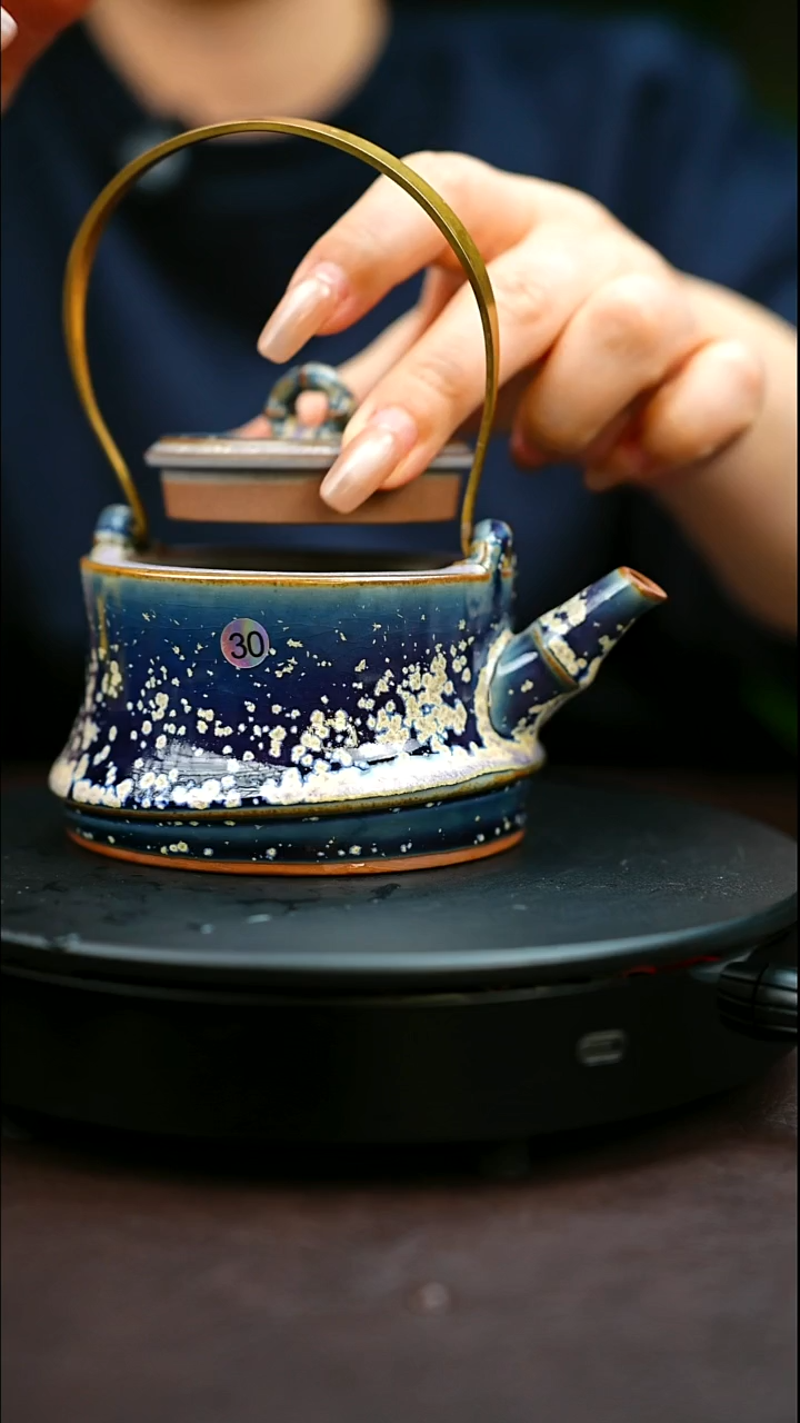 30#原矿钧瓷炉钧釉提梁壶