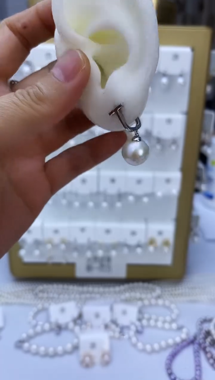 银S925镶嵌耳饰淡水珍珠193