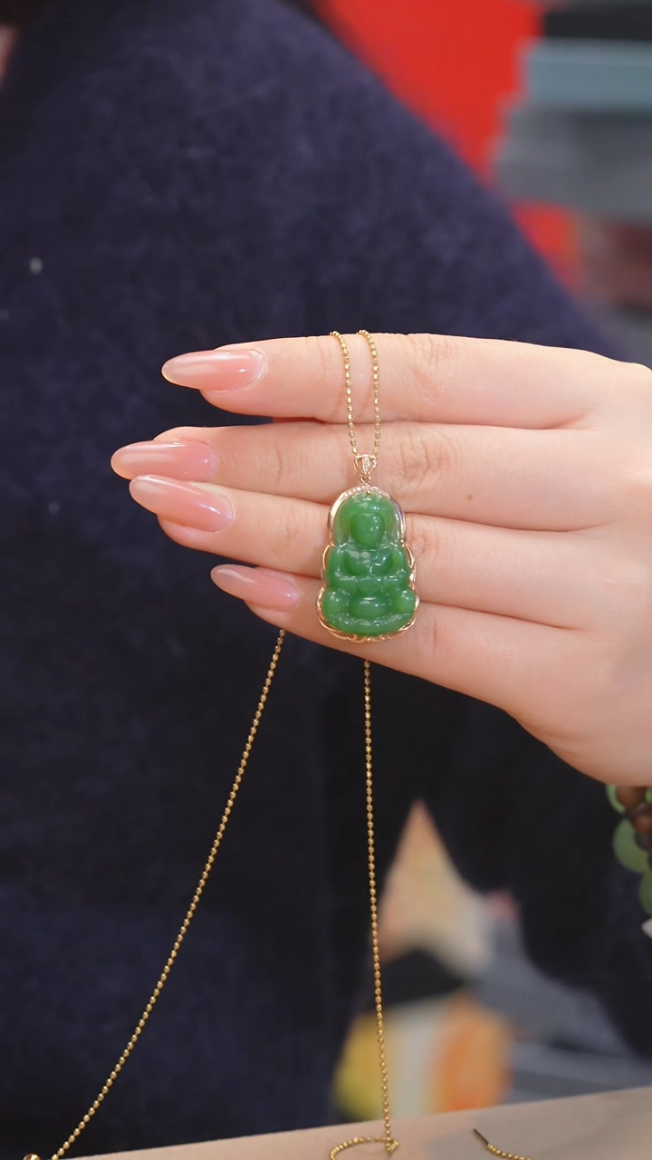 【闪购商品】和田玉吊坠不含链18K金镶嵌多样性发@@W5819