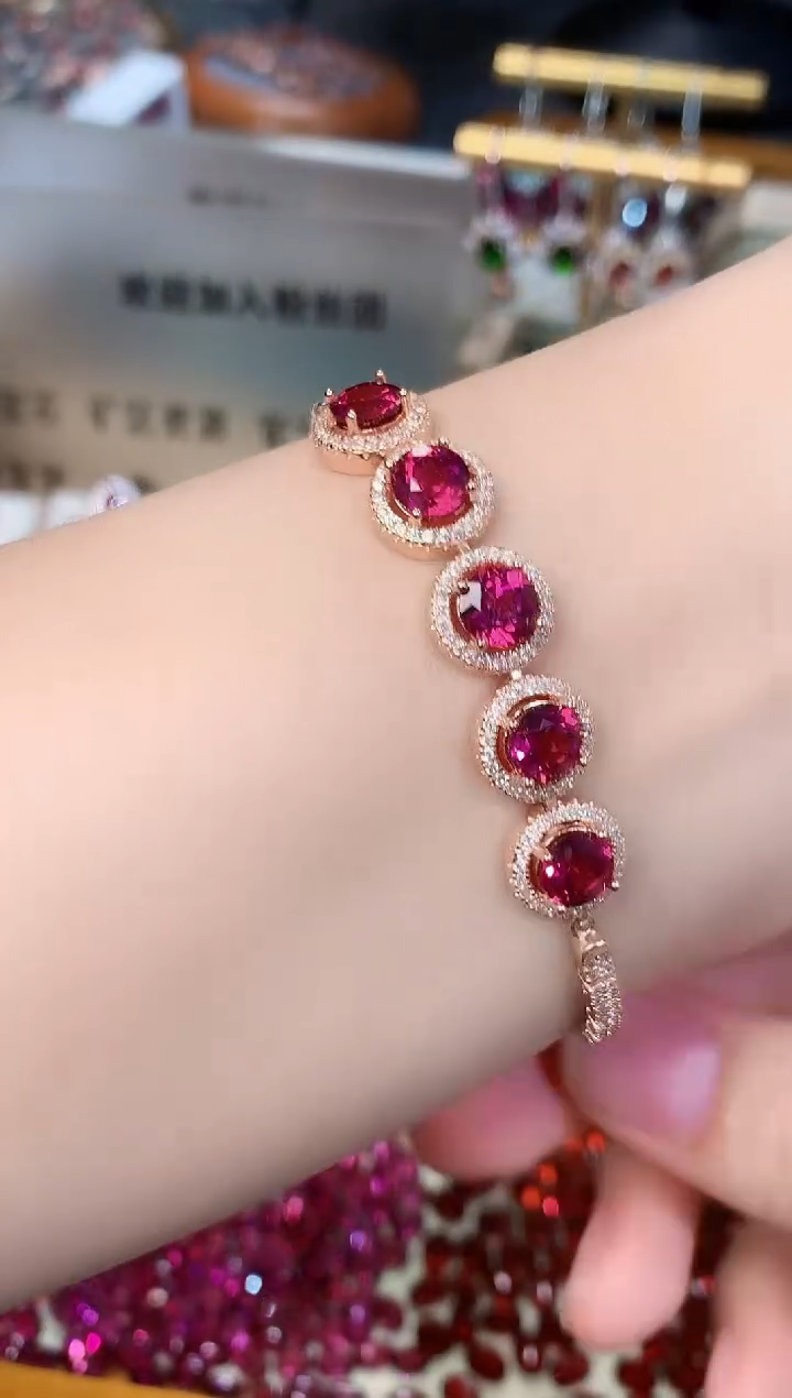 【闪购商品】石榴石手链银S925镶嵌天然镁铝