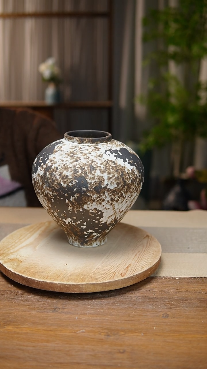 【闪购商品】陶瓷   花器诧寂黑月亮罐