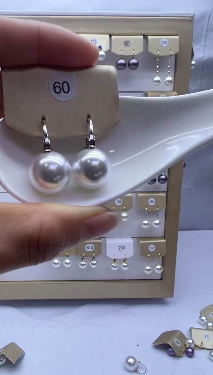 银S925镶嵌耳饰淡水珍珠60