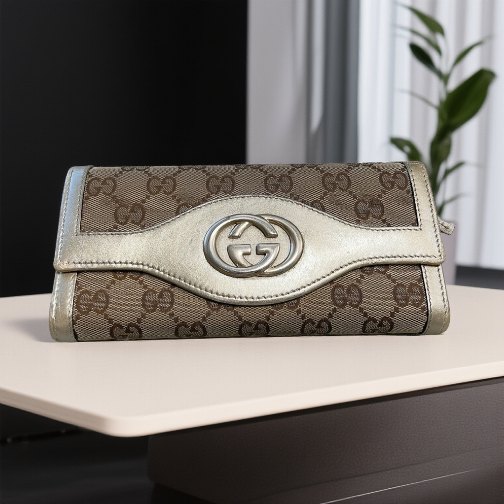 95新 GUCCI/古驰  老花长款钱包 1830 2622 