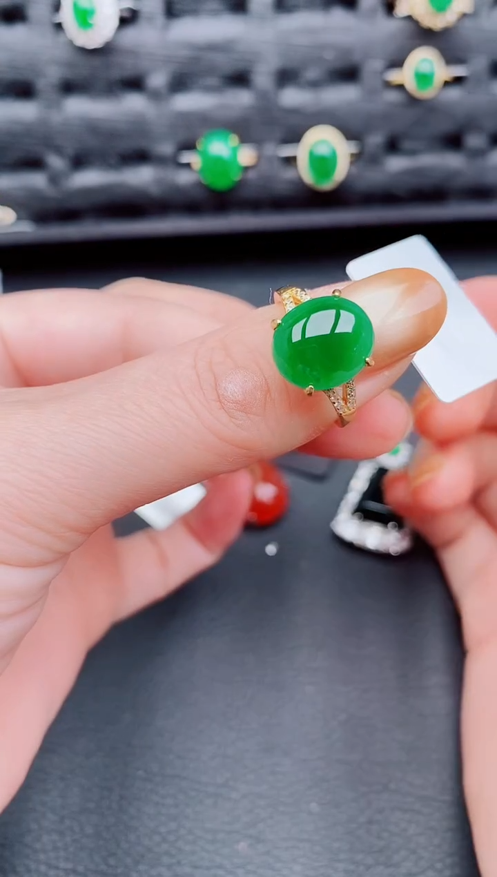 【闪购商品】翡翠戒指银S925镶嵌天然a货翡翠390