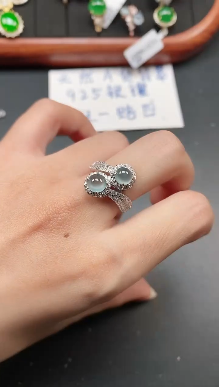 银S925镶嵌戒指翡翠111