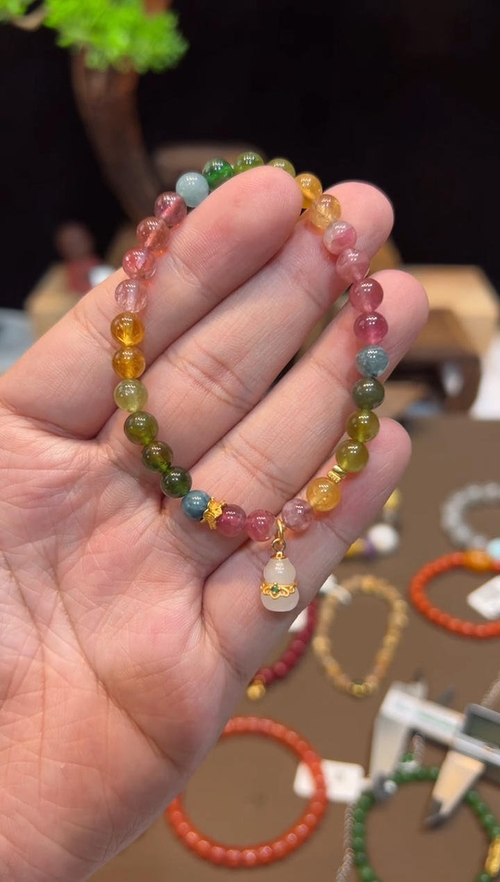 【闪购商品】碧玺手链未镶嵌6mm手饰@@F4239