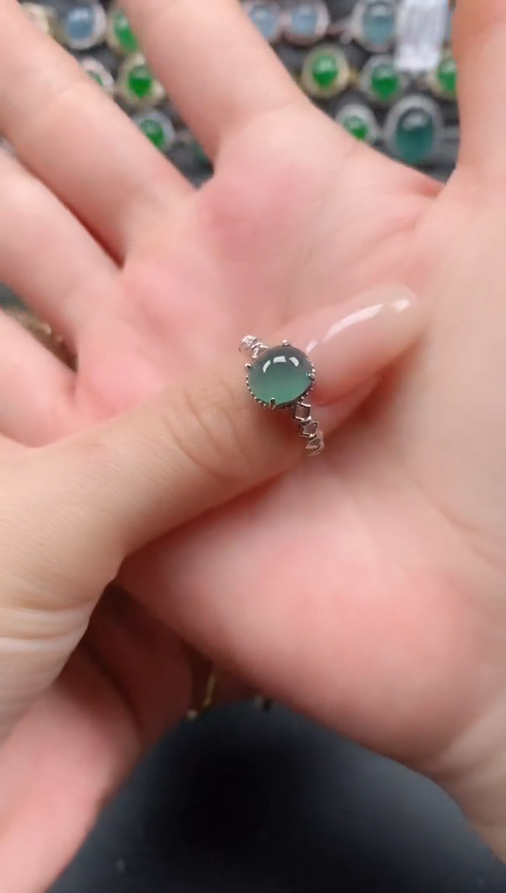 银S925镶嵌戒指翡翠111