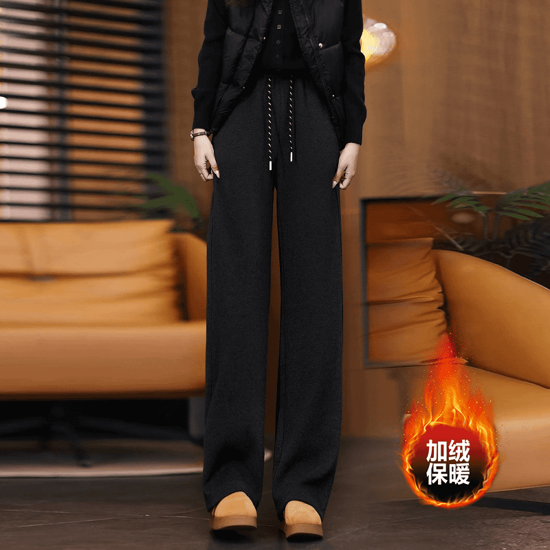 【运费补贴】高腰秋冬直筒裤糯米绒加绒加厚松紧腰休闲窄版阔腿长裤