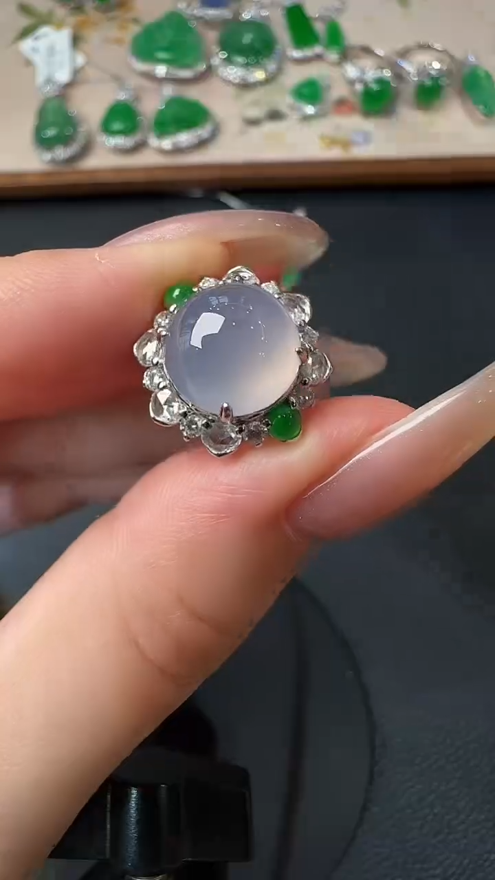 【闪购商品】翡翠戒指18K金镶嵌戒指48