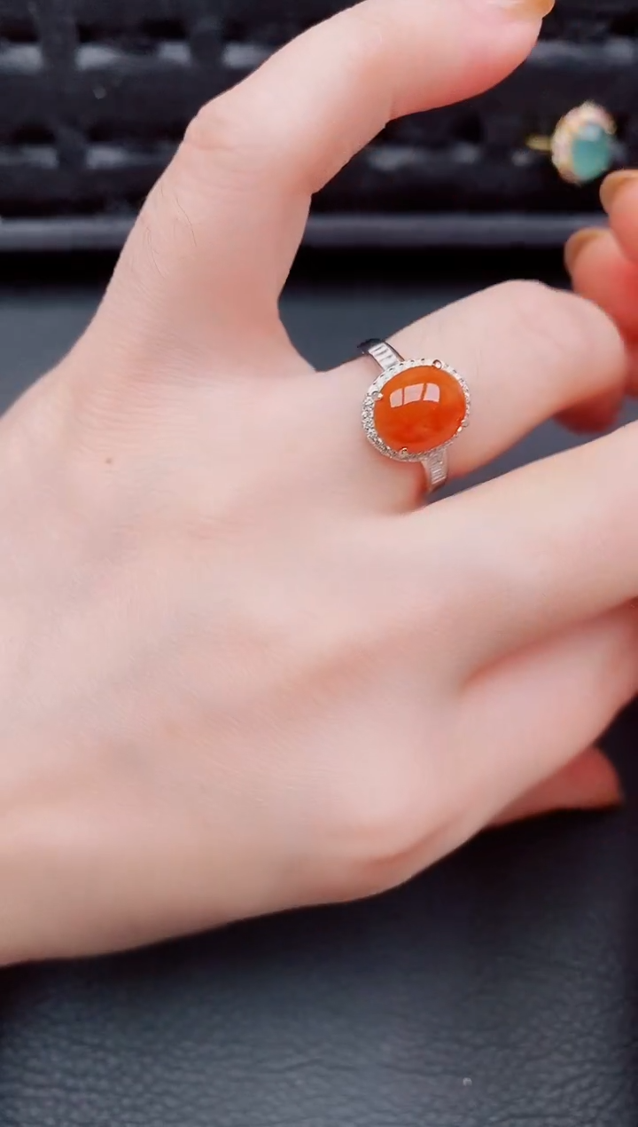 【闪购商品】翡翠戒指银S925镶嵌天然a货翡翠540