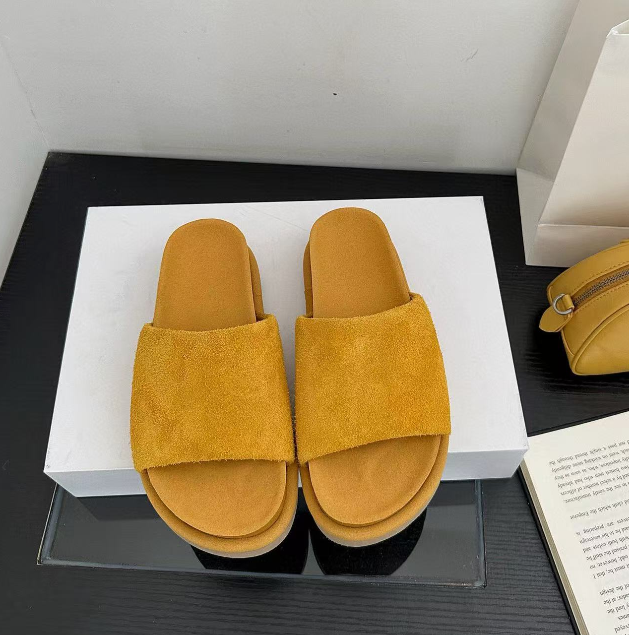 ALWS一字拖日常防滑夏季浅口厚底凉拖鞋休闲增高裂纹时尚123-02,