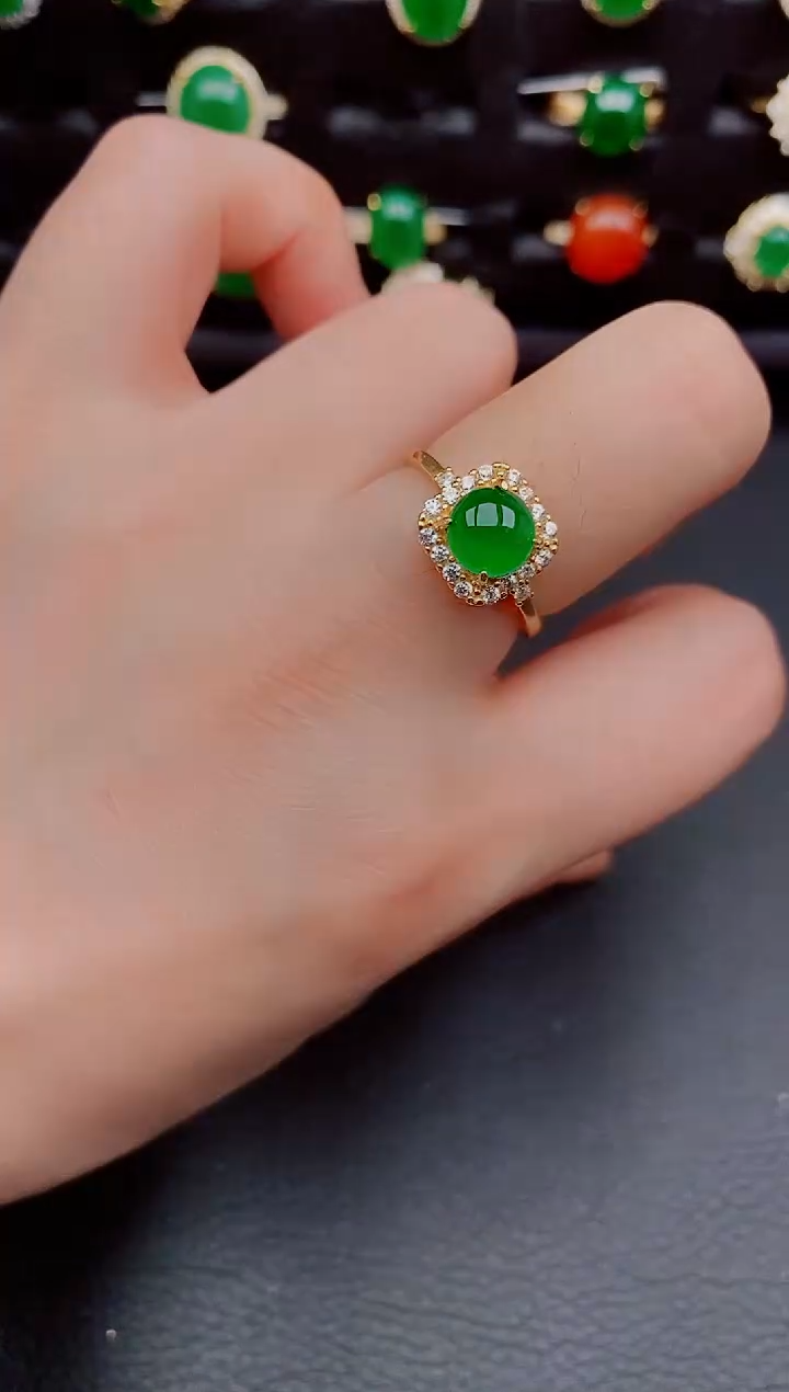 【闪购商品】翡翠戒指银S925镶嵌天然a货翡翠191