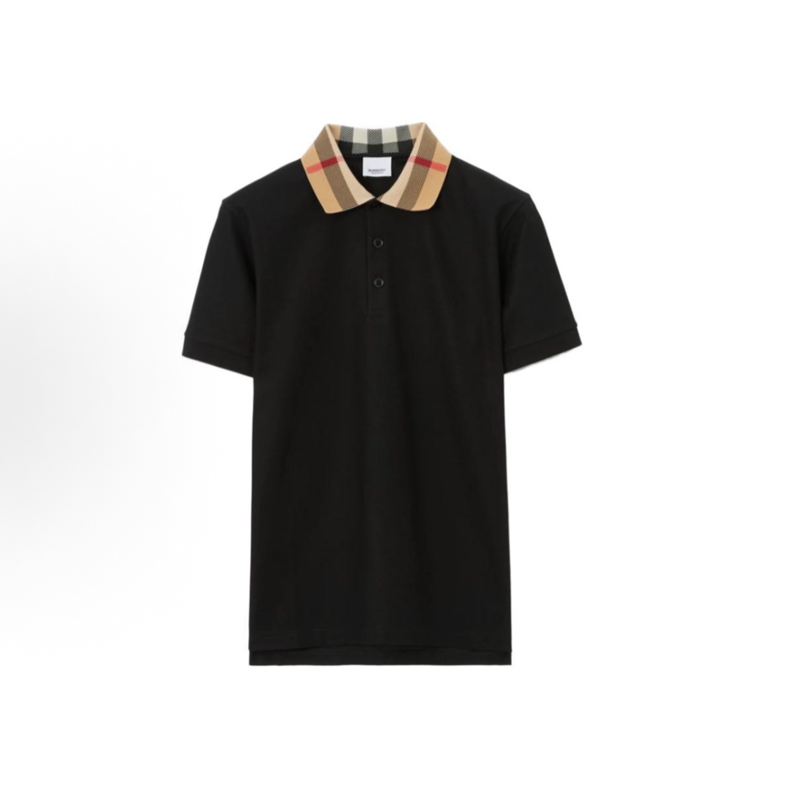 Burberry博柏利 SS23 拼接格纹休闲套头短袖Polo衫 黑色80716201