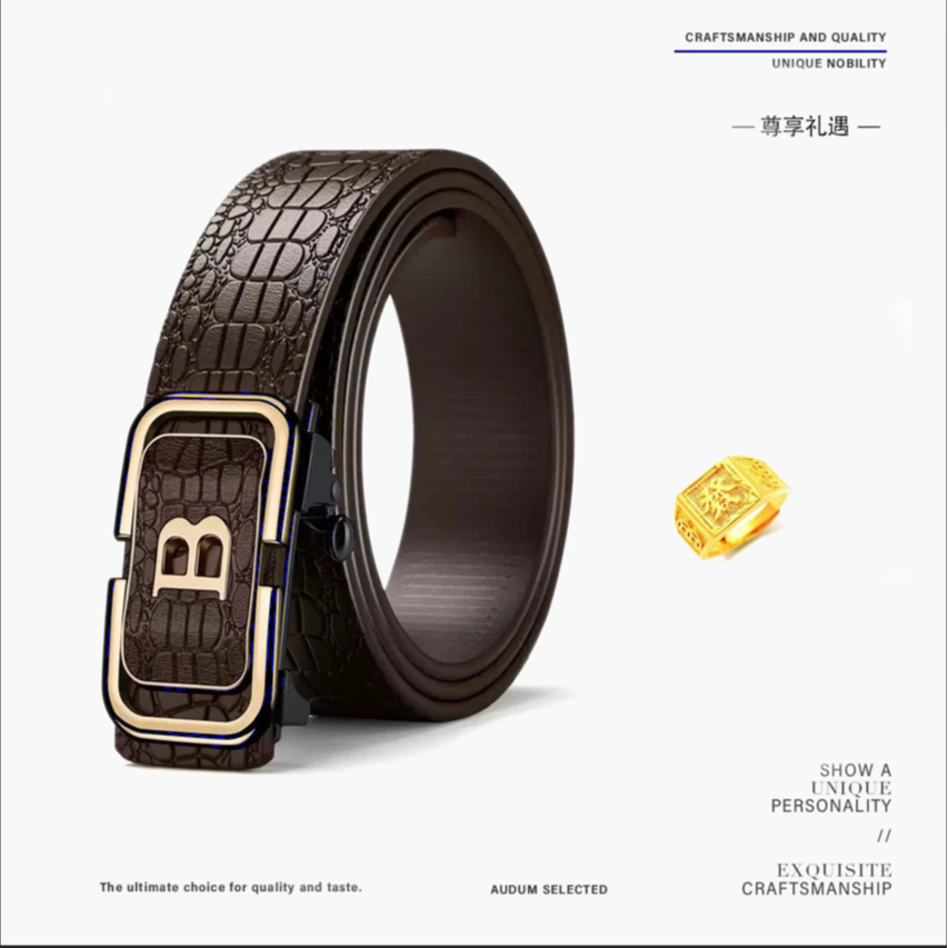1新款B扣男士腰带自动扣内穿裤带商务休闲腰带＋戒指-5