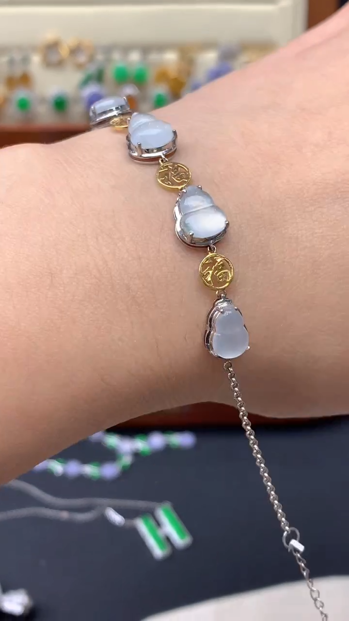 【闪购商品】翡翠手链18K金镶嵌193-天然翡翠