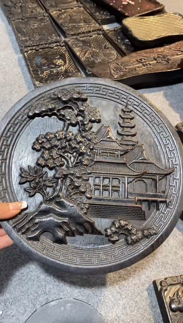 木紫檀拆件雕刻板以直播间实物为准微瑕老物件