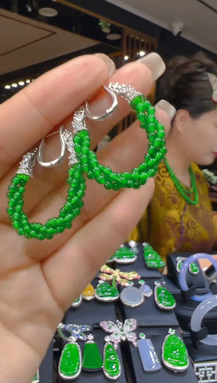 翡翠银S925镶嵌耳饰194(多样性发货发其一)