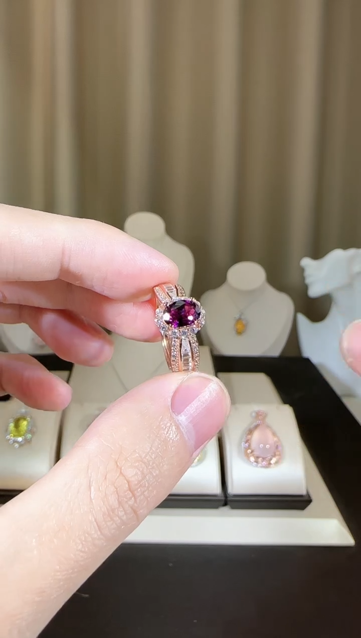 【闪购商品】石榴石戒指银S925镶嵌设计款