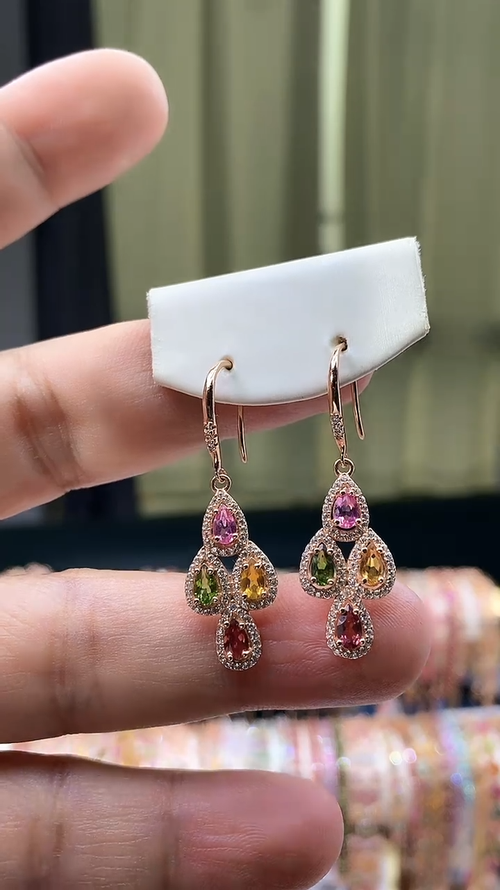 【闪购商品】碧玺耳钩银S925镶嵌151565566556