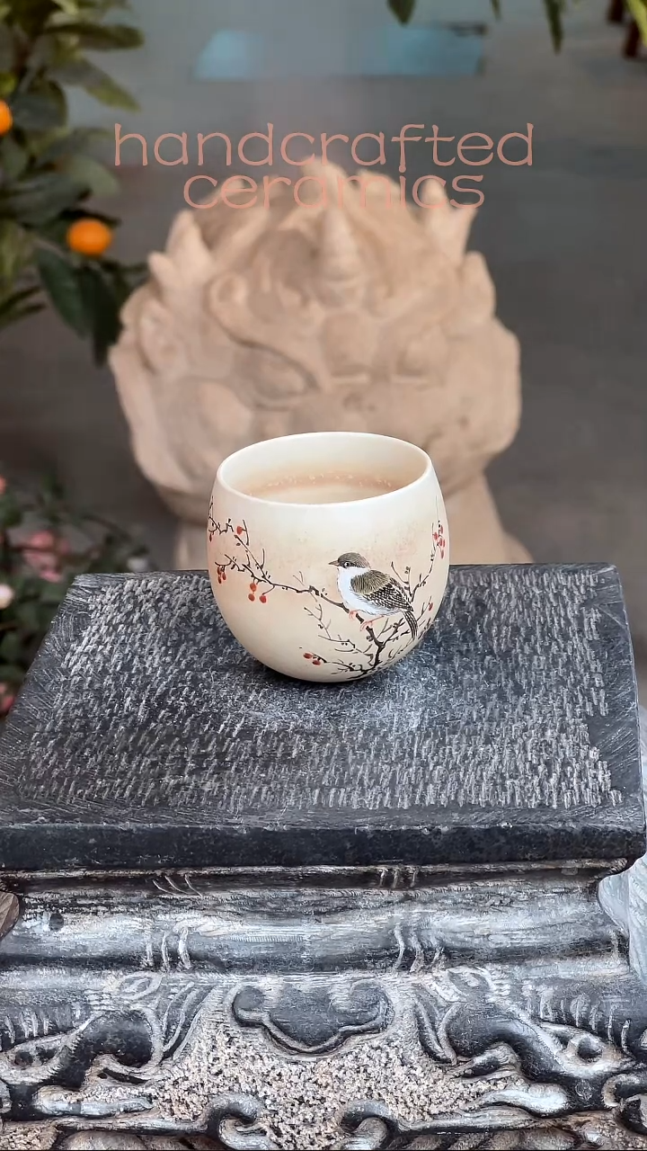 陶瓷手工釉上彩不倒杯