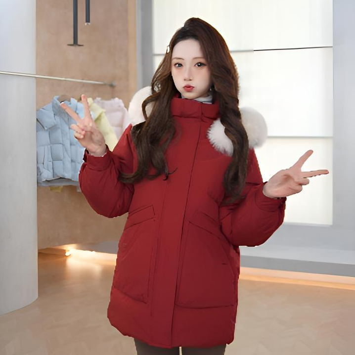 【补贴链接】雪中飞25年新款女士时尚连帽毛领加厚羽绒服X40140862