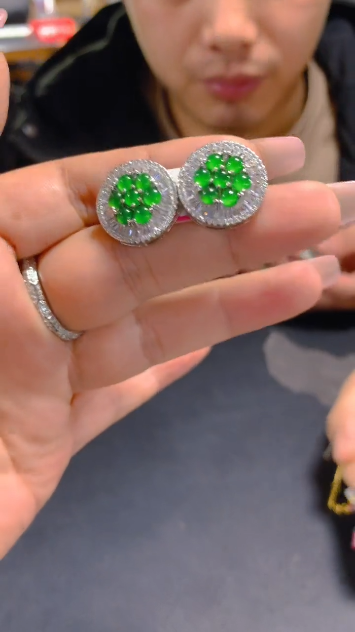 【闪购商品】翡翠耳饰未镶嵌0246211834多样性发其一