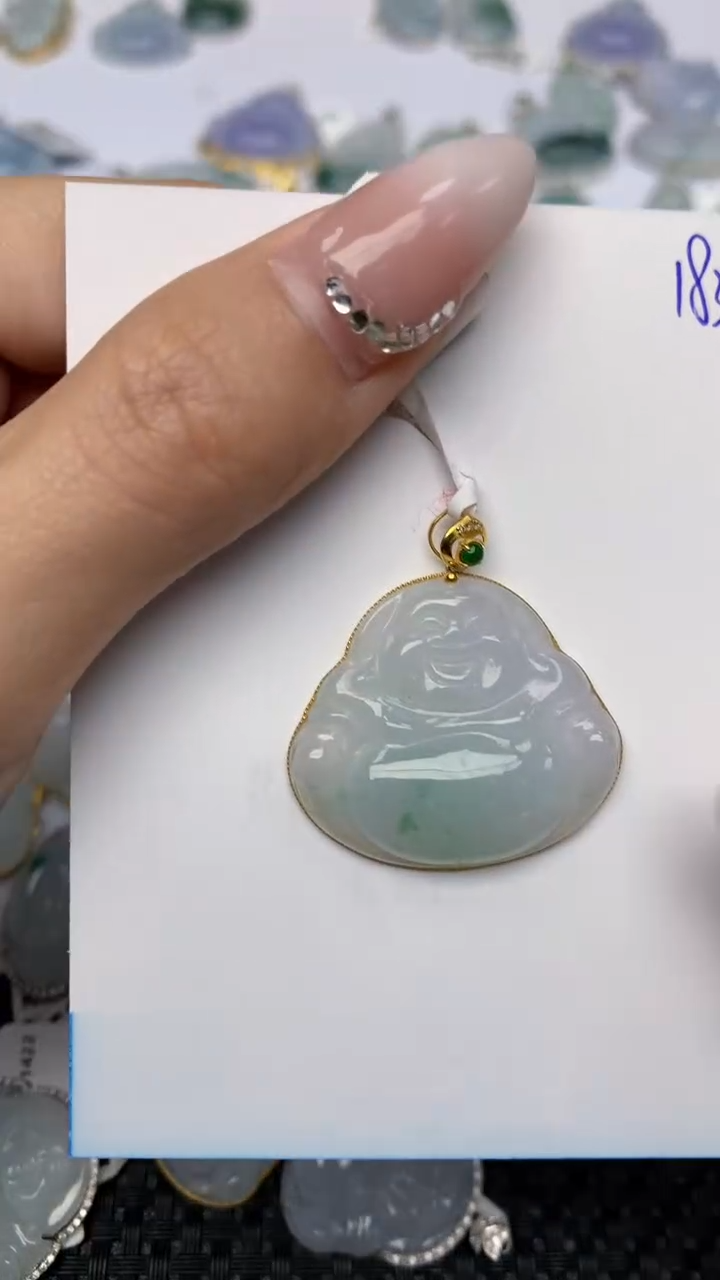 【闪购商品】翡翠颈饰18K金镶嵌 天然翡翠A货，