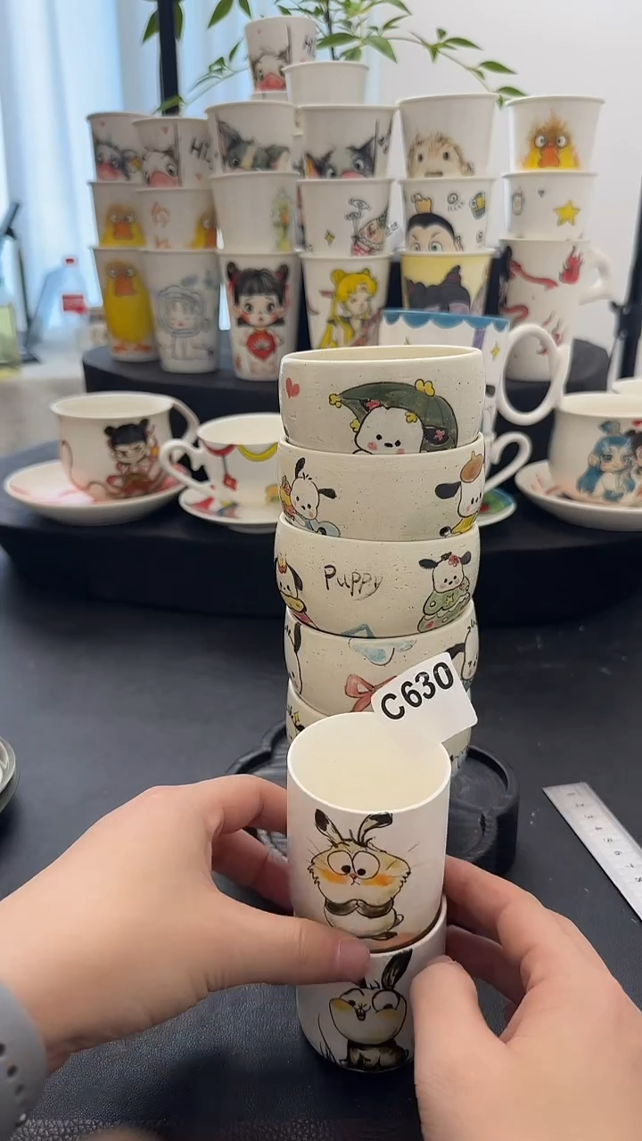 纯手工黄***纸纯手工绘制陶瓷杯